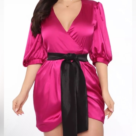 Puff Sleeve Mini Wrap Dress - Picture 4 of 9